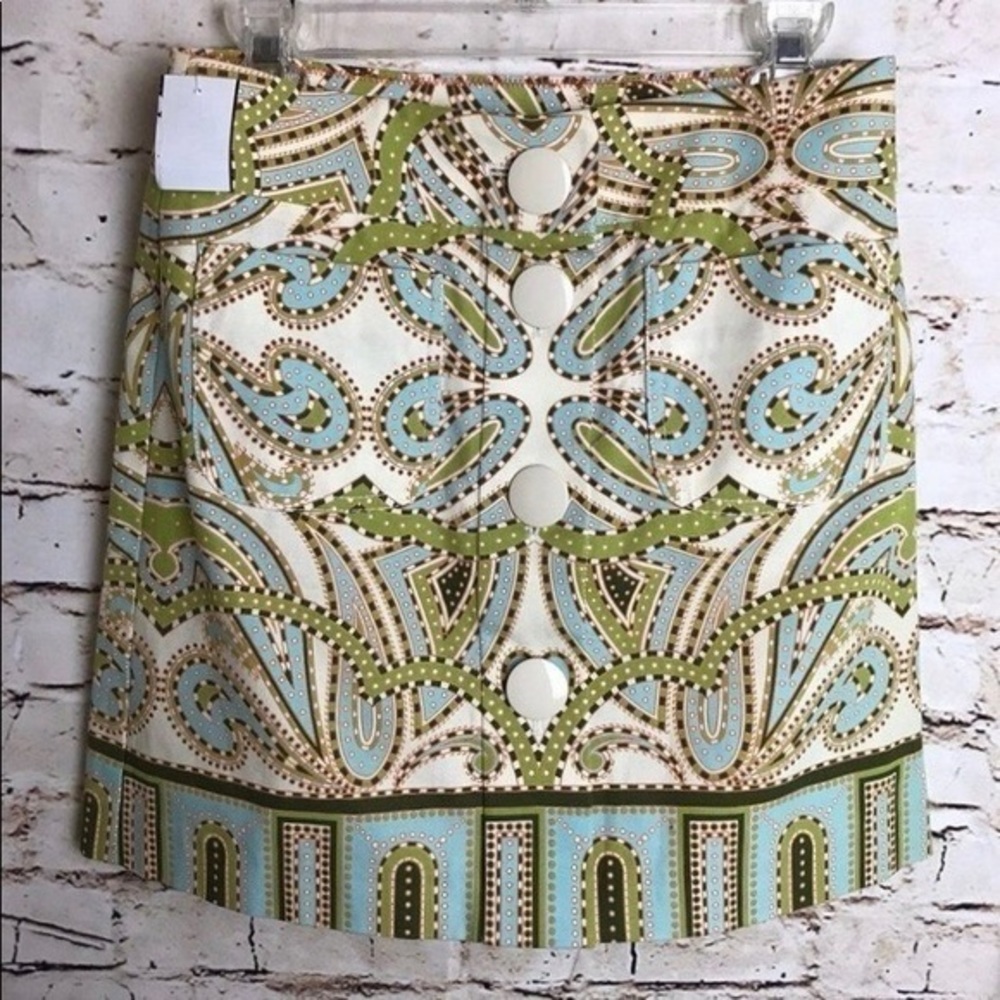 J Crew‎ blue and green paisley mini skirt - Picture 2 of 4